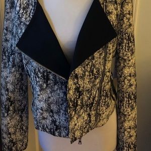 Beautiful Black and White Jacket w/ Lamb Leather